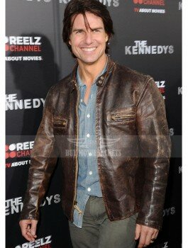 Tom Cruise Distressed Brown Leather Jacket