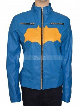 Batgirl Blue and Yellow Leather Jacket Batgirl Blue and Yellow Leather Jacket