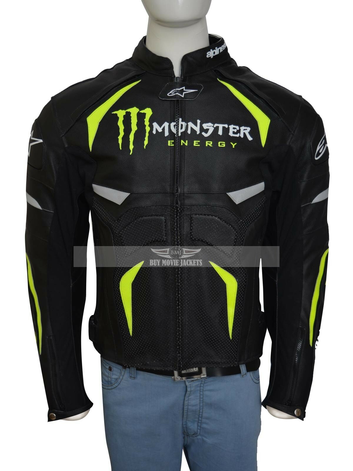 Tv Series Celebrities Leather Jackets Alpinestars Hound Monster Energy Perforated Jacket For