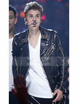 All Around The World Justin Bieber Black Studded Leather Jacket
