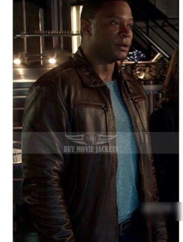 Arrow Season 4 John Diggle Brown David Ramsey Leather Jacket For sale