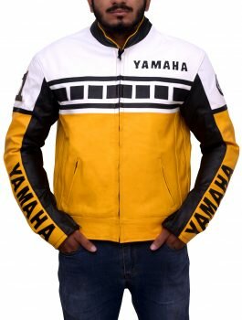 Yamaha Vintage Bike Riding Yellow Leather Jacket